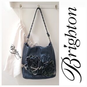Brighton Rhapsody Masterpiece Collection 3D Floral Leather Applique Shoulder Bag
